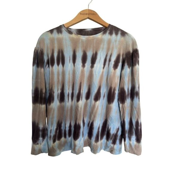 Raquel Allegra Women's LG Tie-Dye Print Bateau Neckline Top Boho Stretch - Picture 1 of 5